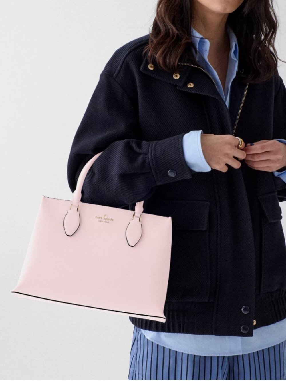 New Kate Spade Rae Medium Satchel Saffiano Shimmer Pink